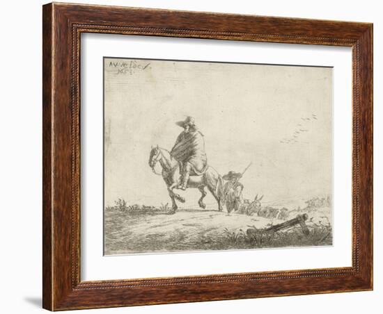 Rider and herdsman with cattle on a dirt road, 1653-Adriaen van de Velde-Framed Giclee Print