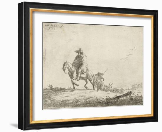 Rider and herdsman with cattle on a dirt road, 1653-Adriaen van de Velde-Framed Giclee Print