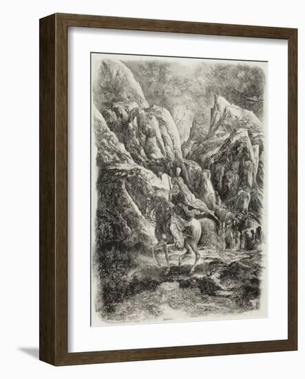 Rider in the Mountains, 1866-Rodolphe Bresdin-Framed Giclee Print