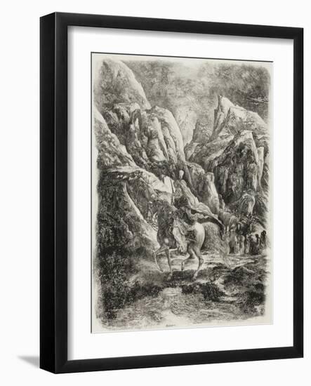 Rider in the Mountains, 1866-Rodolphe Bresdin-Framed Giclee Print