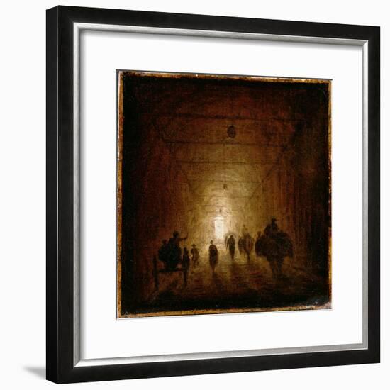 Riders and Pedestrians Passing Through an Arched Passage-Hubert Robert-Framed Giclee Print