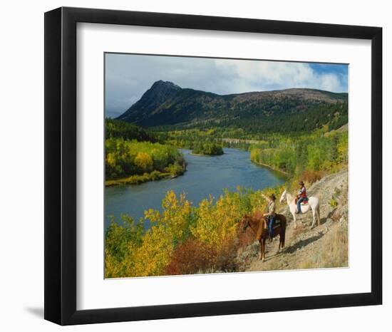 Riders Chilko River Canada-null-Framed Art Print