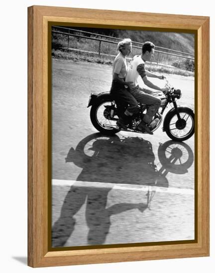 Riders Enjoying Motorcycle Riding Double-Loomis Dean-Framed Premier Image Canvas