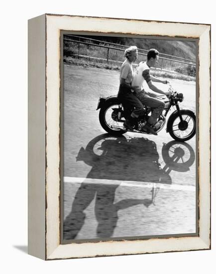 Riders Enjoying Motorcycle Riding Double-Loomis Dean-Framed Premier Image Canvas