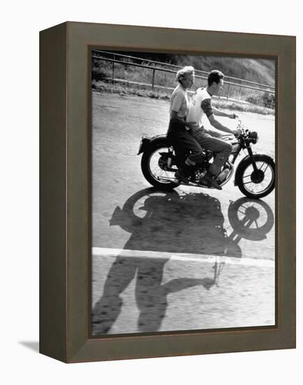 Riders Enjoying Motorcycle Riding Double-Loomis Dean-Framed Premier Image Canvas