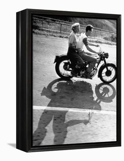 Riders Enjoying Motorcycle Riding Double-Loomis Dean-Framed Premier Image Canvas