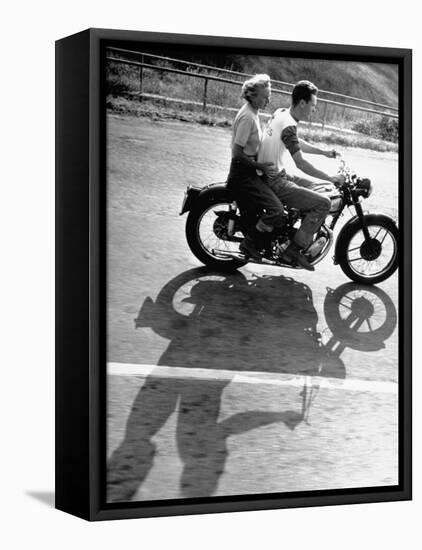 Riders Enjoying Motorcycle Riding Double-Loomis Dean-Framed Premier Image Canvas