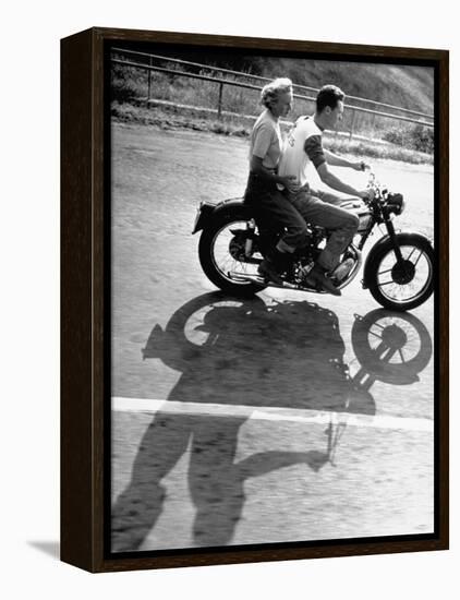 Riders Enjoying Motorcycle Riding Double-Loomis Dean-Framed Premier Image Canvas