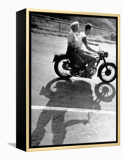 Riders Enjoying Motorcycle Riding Double-Loomis Dean-Framed Premier Image Canvas