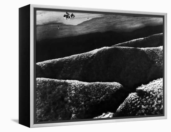 Riders Guiding their Horses Along the Shore as Mountainous Waves of High Tide Roll Shoreward-Margaret Bourke-White-Framed Premier Image Canvas