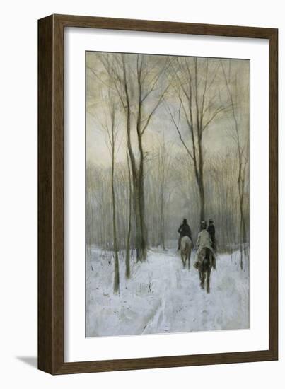 Riders in the Snow in the Haagse Bos-Anton Mauve-Framed Art Print