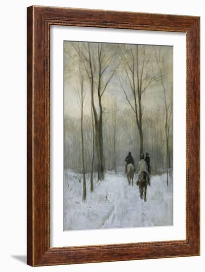 Riders in the Snow in the Haagse Bos-Anton Mauve-Framed Art Print