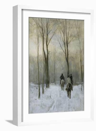 Riders in the Snow in the Haagse Bos-Anton Mauve-Framed Art Print