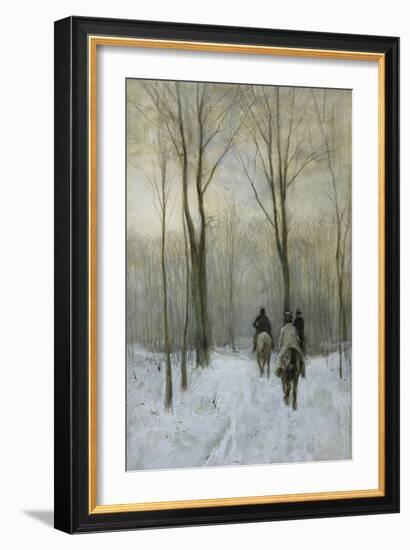 Riders in the Snow in the Haagse Bos-Anton Mauve-Framed Art Print