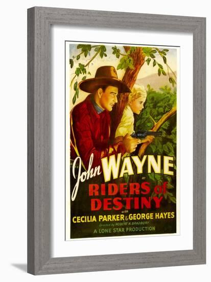 Riders of Destiny, John Wayne, Cecilia Parker, 1933-null-Framed Art Print