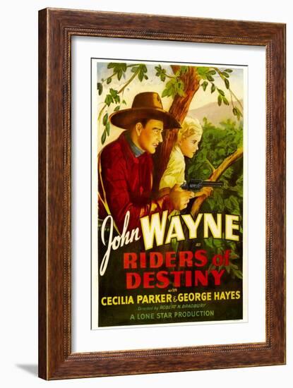 Riders of Destiny, John Wayne, Cecilia Parker, 1933-null-Framed Art Print