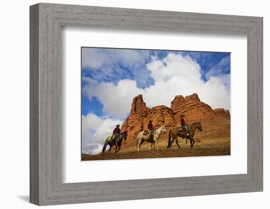 Riders Passing under the Red Rock Hills of the Big Horn Mountains-Terry Eggers-Framed Photographic Print