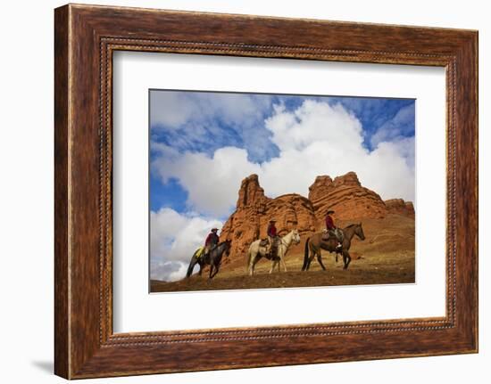 Riders Passing under the Red Rock Hills of the Big Horn Mountains-Terry Eggers-Framed Photographic Print