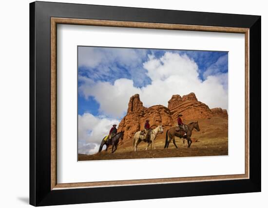 Riders Passing under the Red Rock Hills of the Big Horn Mountains-Terry Eggers-Framed Photographic Print