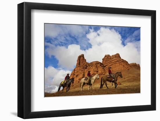 Riders Passing under the Red Rock Hills of the Big Horn Mountains-Terry Eggers-Framed Photographic Print