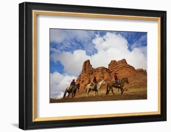 Riders Passing under the Red Rock Hills of the Big Horn Mountains-Terry Eggers-Framed Photographic Print