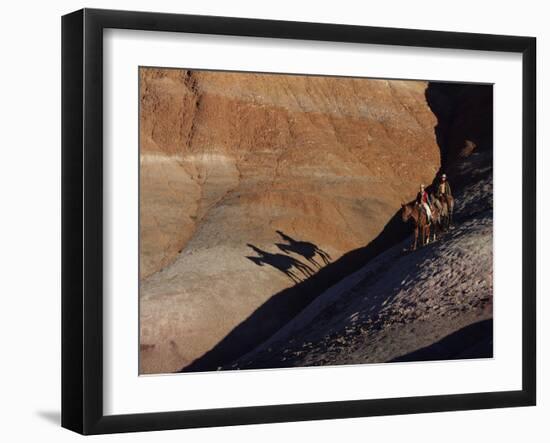 Riders with Shadow Coming down Hill in Painted Desert-Terry Eggers-Framed Photographic Print