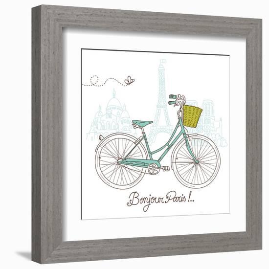 Riding a Bike in Style, Romantic Postcard from Paris-Alisa Foytik-Framed Art Print