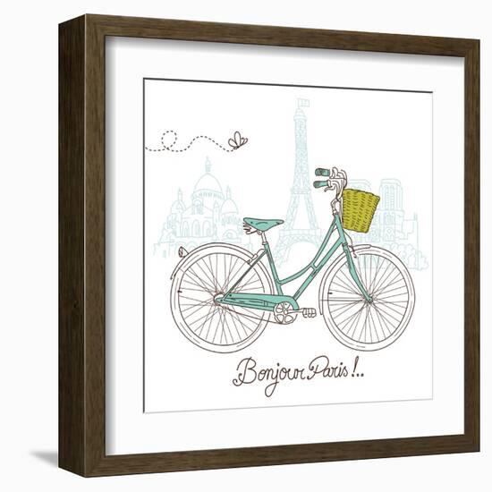 Riding a Bike in Style, Romantic Postcard from Paris-Alisa Foytik-Framed Art Print