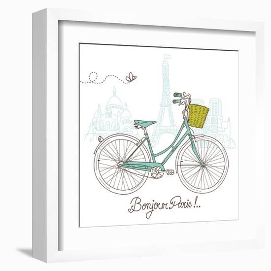 Riding a Bike in Style, Romantic Postcard from Paris-Alisa Foytik-Framed Art Print