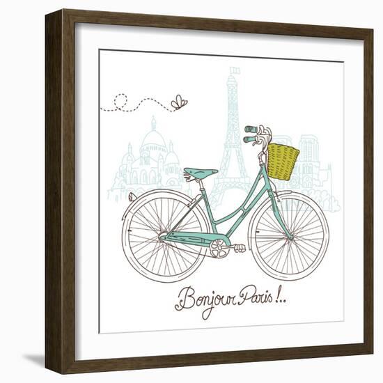 Riding a Bike in Style, Romantic Postcard from Paris-Alisa Foytik-Framed Art Print