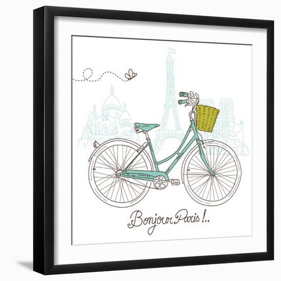 Riding a Bike in Style, Romantic Postcard from Paris-Alisa Foytik-Framed Art Print