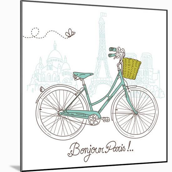 Riding a Bike in Style, Romantic Postcard from Paris-Alisa Foytik-Mounted Art Print