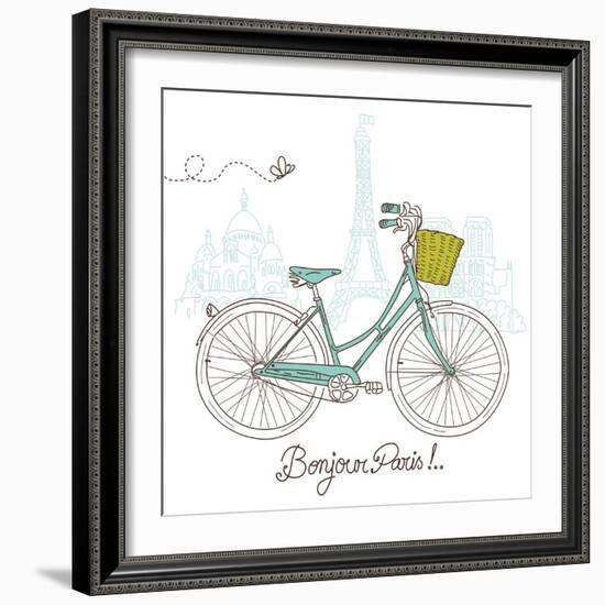 Riding a Bike in Style, Romantic Postcard from Paris-Alisa Foytik-Framed Art Print