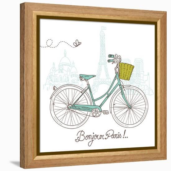 Riding a Bike in Style, Romantic Postcard from Paris-Alisa Foytik-Framed Stretched Canvas