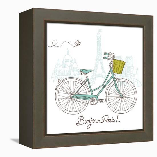 Riding a Bike in Style, Romantic Postcard from Paris-Alisa Foytik-Framed Stretched Canvas