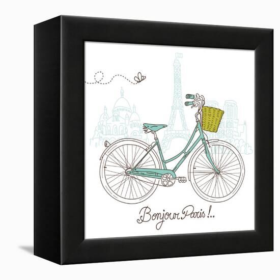 Riding a Bike in Style, Romantic Postcard from Paris-Alisa Foytik-Framed Stretched Canvas