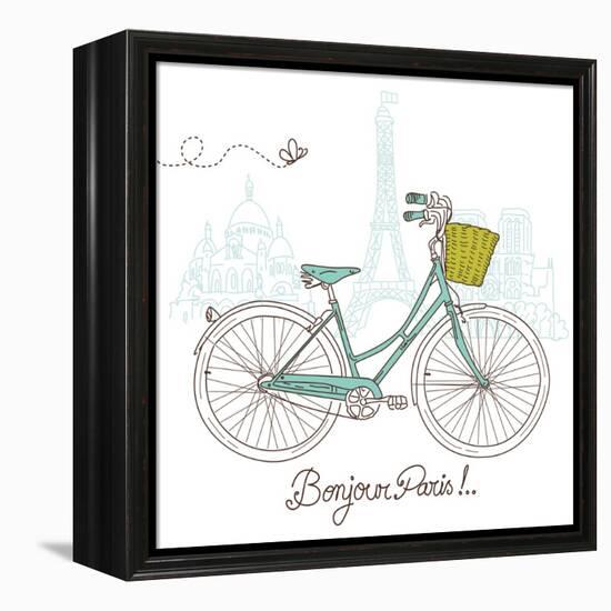 Riding a Bike in Style, Romantic Postcard from Paris-Alisa Foytik-Framed Stretched Canvas