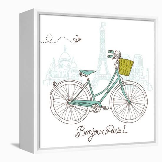 Riding a Bike in Style, Romantic Postcard from Paris-Alisa Foytik-Framed Stretched Canvas