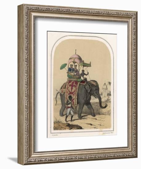 Riding an Indian Elephant in a Howdah-Louis Lassalle-Framed Photographic Print