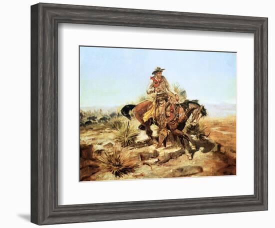 Riding Line-Charles Marion Russell-Framed Art Print