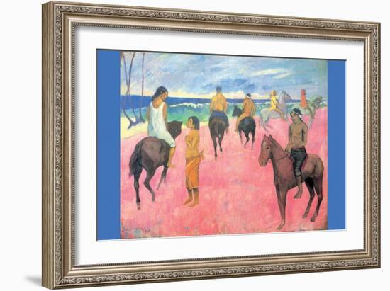 Riding on the Beach-Paul Gauguin-Framed Art Print