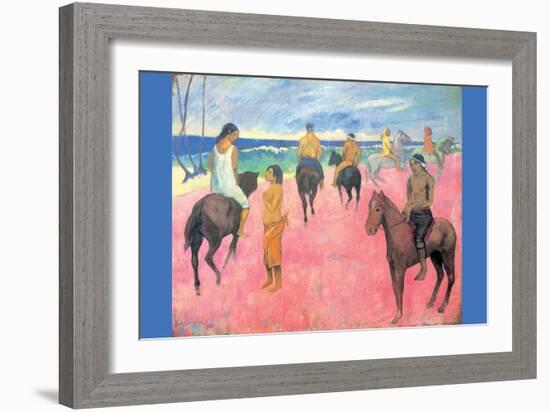 Riding on the Beach-Paul Gauguin-Framed Art Print