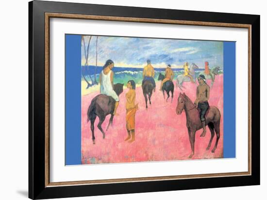 Riding on the Beach-Paul Gauguin-Framed Art Print