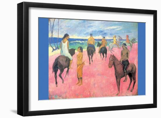 Riding on the Beach-Paul Gauguin-Framed Art Print