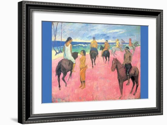 Riding on the Beach-Paul Gauguin-Framed Art Print