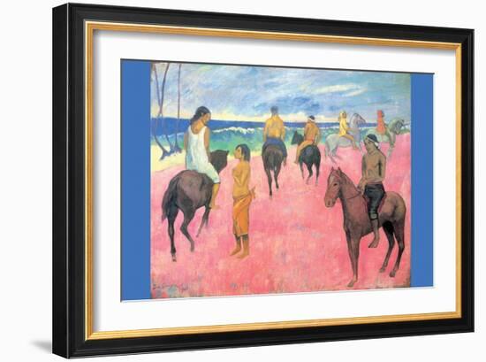 Riding on the Beach-Paul Gauguin-Framed Art Print
