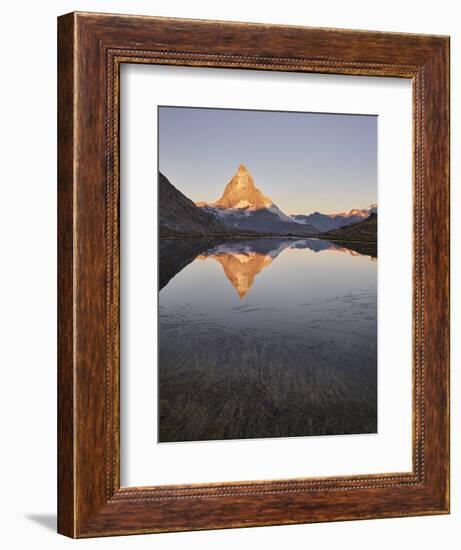 Riffelsee, Gornergrat, Matterhorn, Zermatt, Valais, Switzerland-Rainer Mirau-Framed Premium Photographic Print