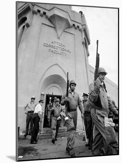 Rifle Toting National Guardmen Exit Attica Prison after Putting Down an Inmate Revolt-null-Mounted Photographic Print