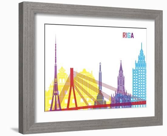 Riga Skyline Pop-paulrommer-Framed Art Print