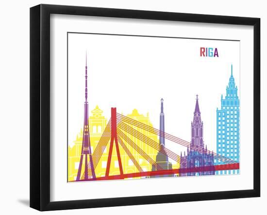 Riga Skyline Pop-paulrommer-Framed Art Print